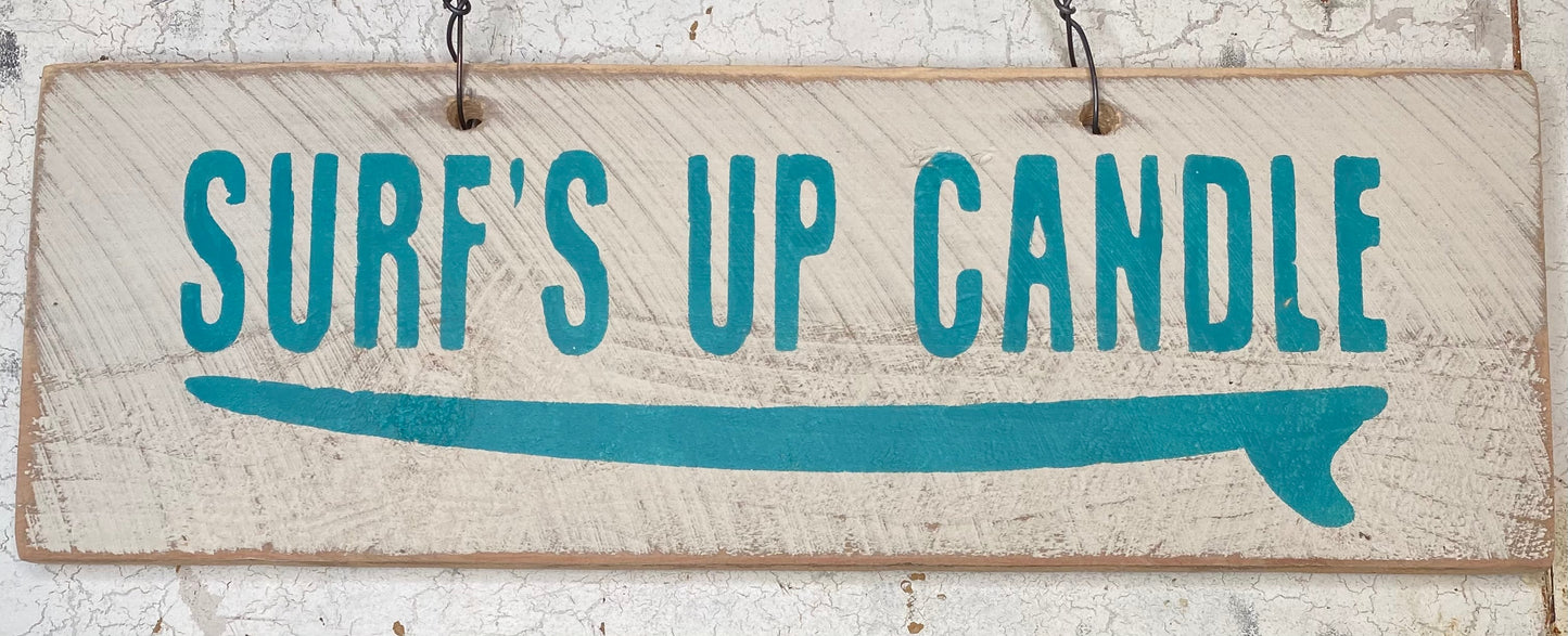 Surfs Up Candle Wood Sign