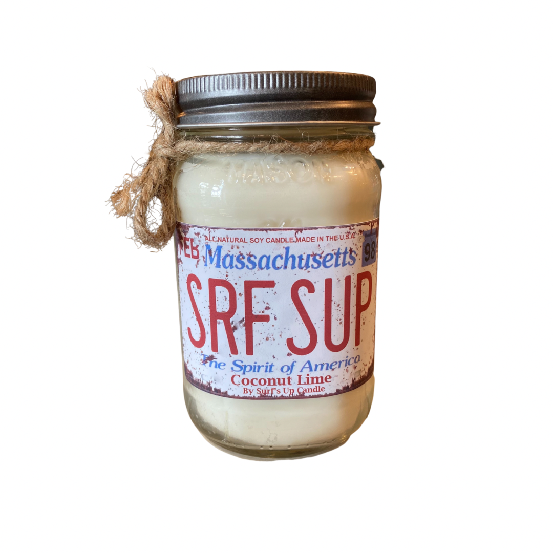 Massachusetts License Plate Mason Jar Candle