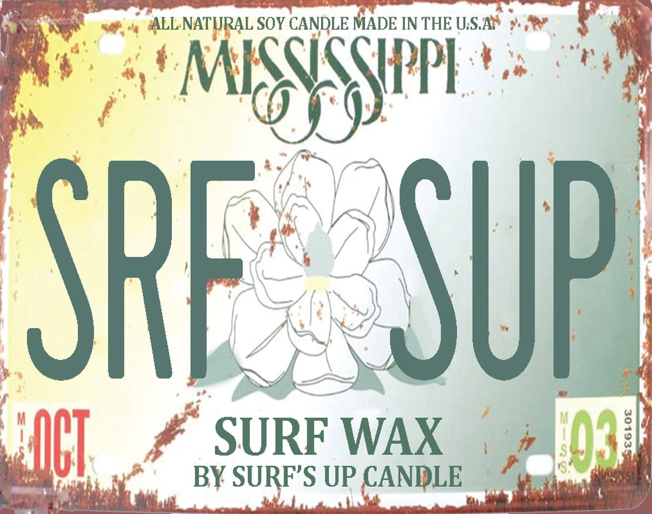 Mississippi License Plate Paint Can Candle