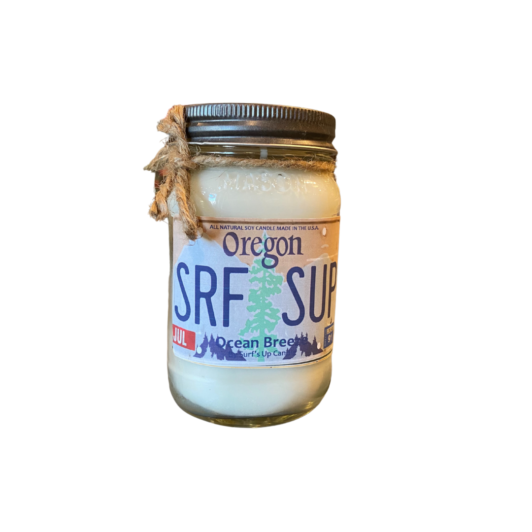 Oregon License Plate Mason Jar Candle