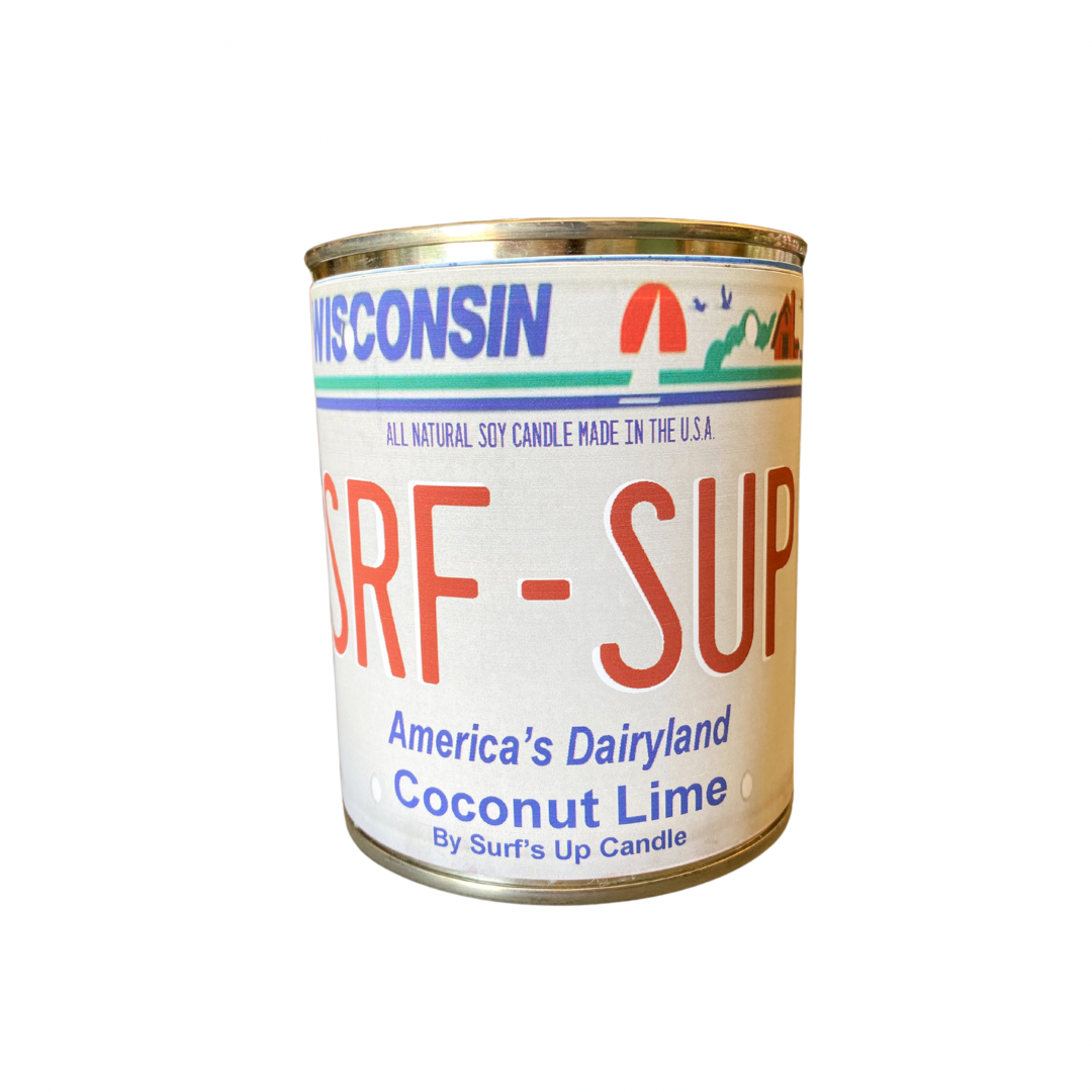 Wisconsin License Plate Paint Can Candle