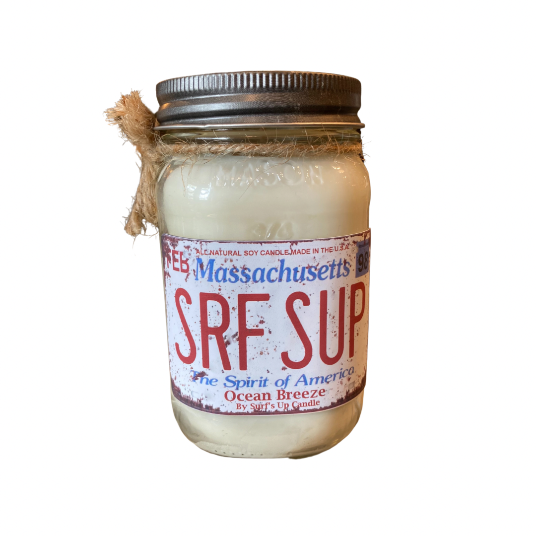 Massachusetts License Plate Mason Jar Candle