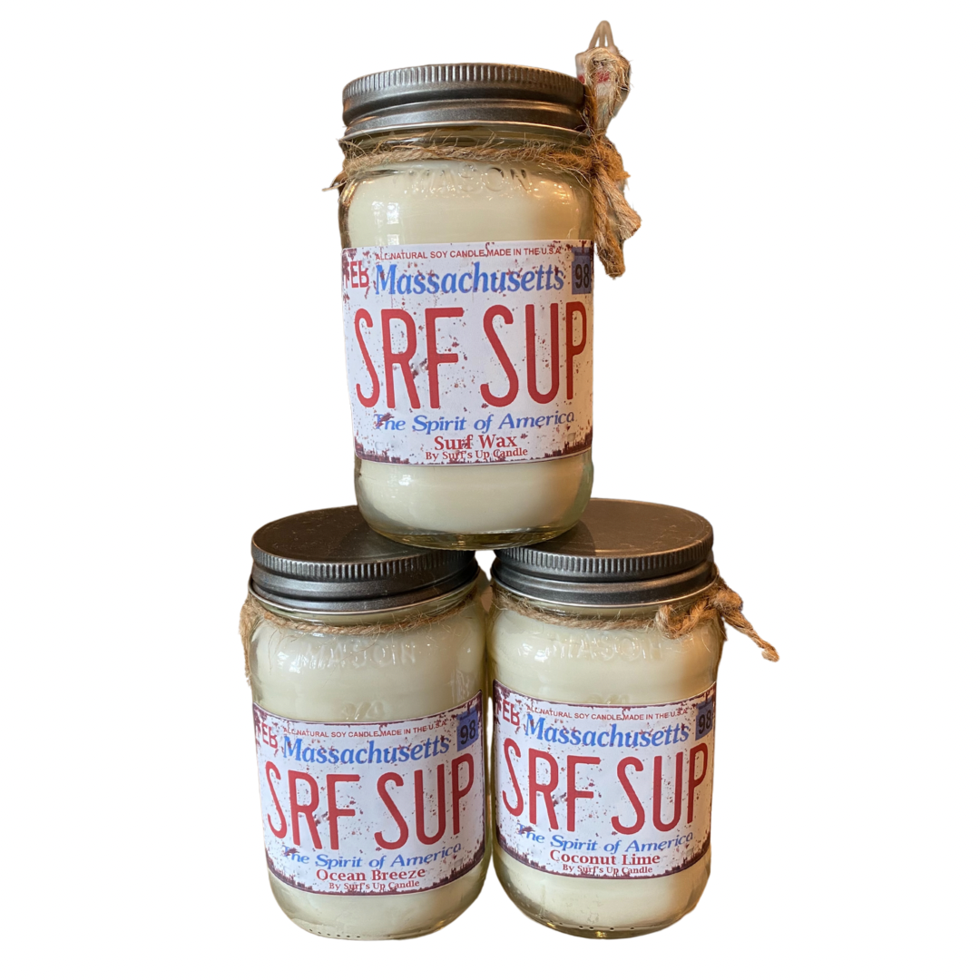 Massachusetts License Plate Mason Jar Candle