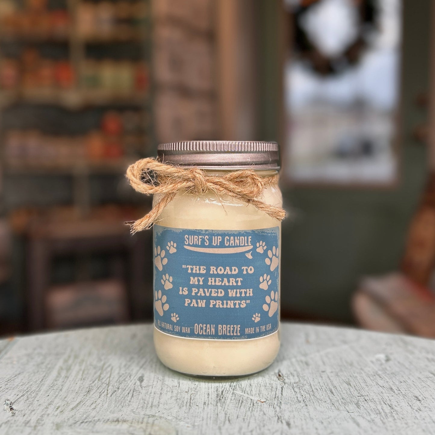 Paved Paw Prints Ocean Breeze Mason Jar Candle - Paw-some Scents Collection
