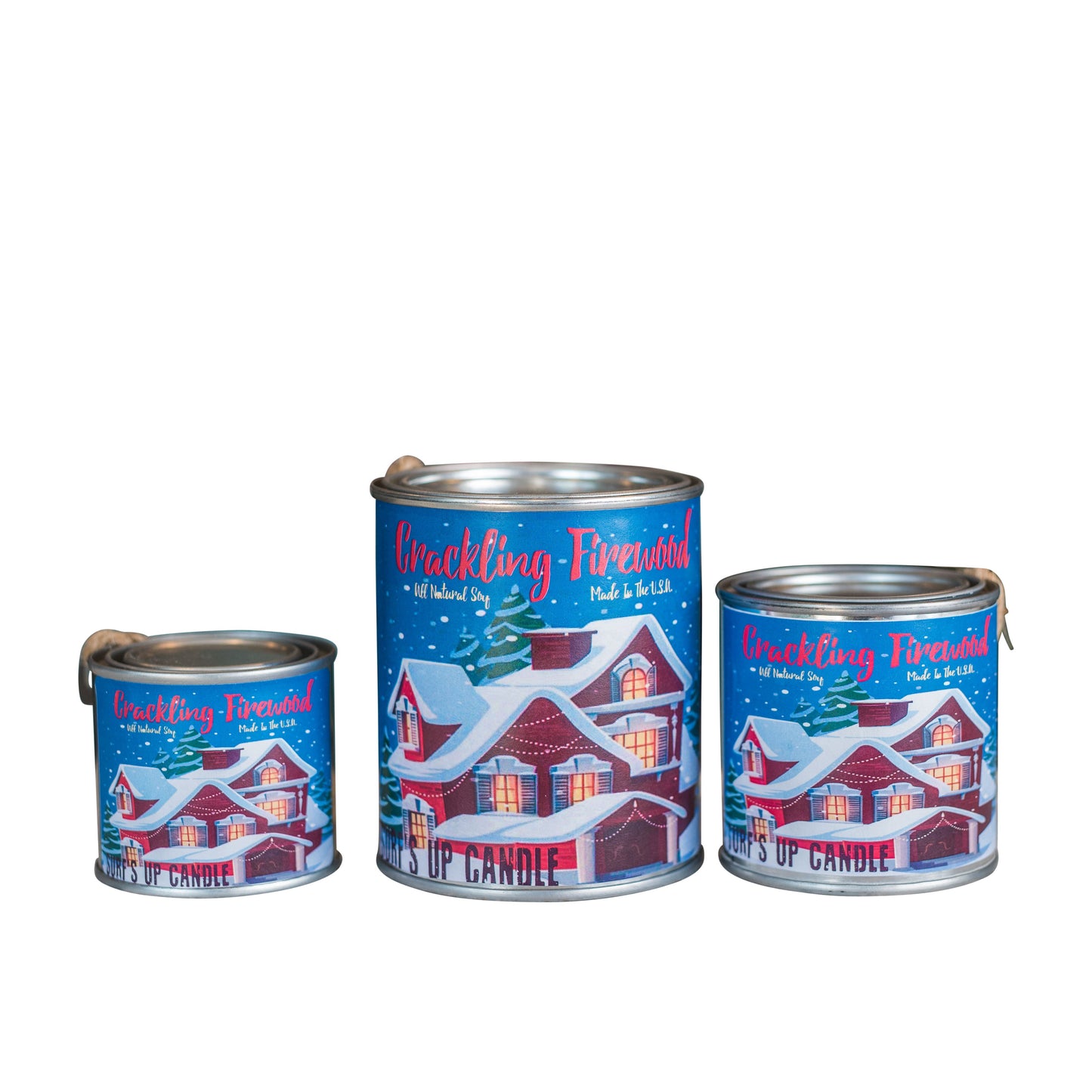 Crackling Firewood Paint Can Candle - Vintage Collection