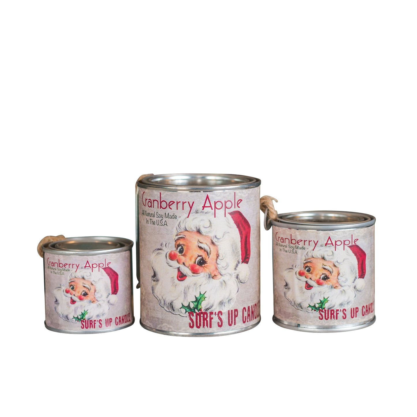 Cranberry Apple Paint Can Candle - Santa Face