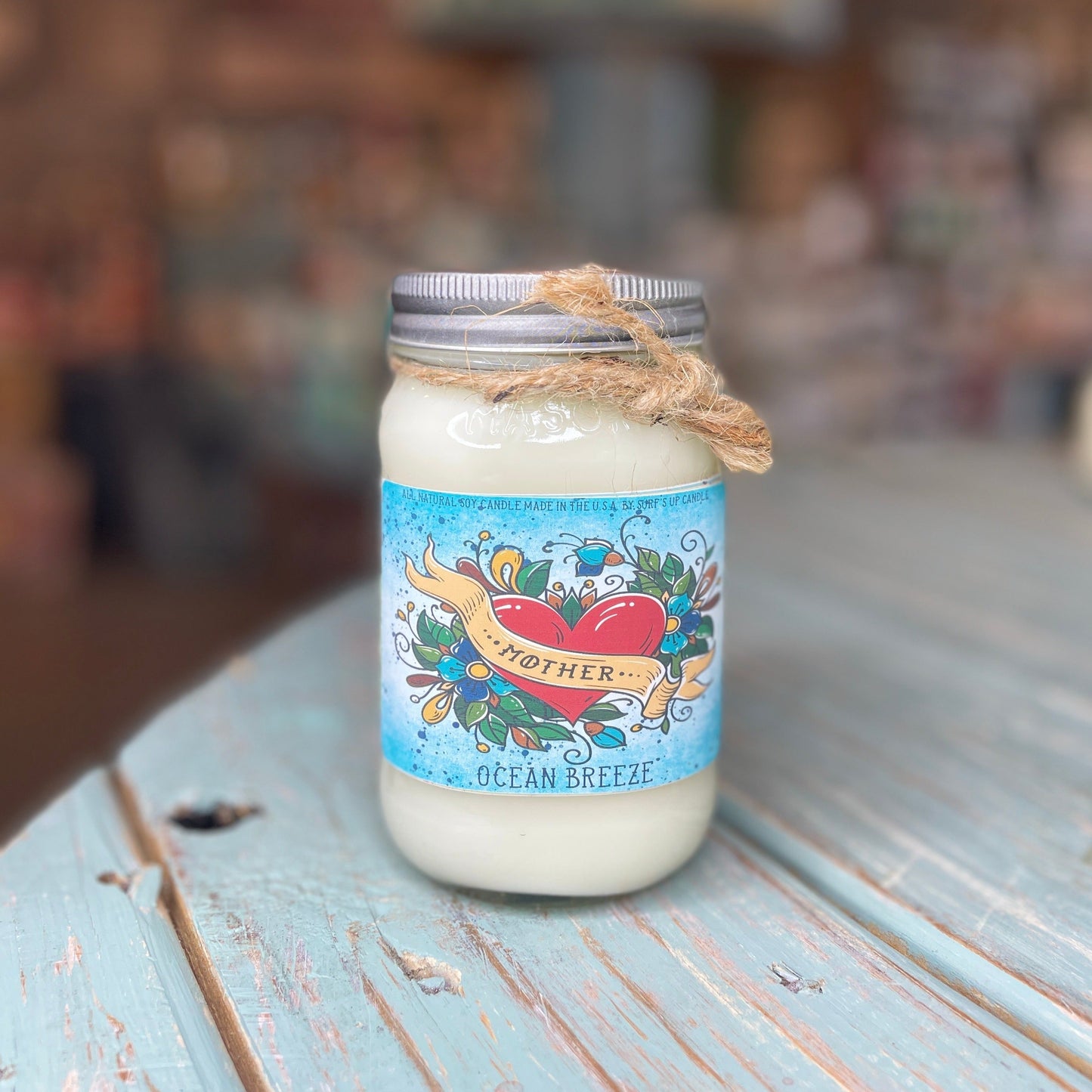Ocean Breeze Tattoo Inspired Mason Jar Candle - Mother's Day Collection