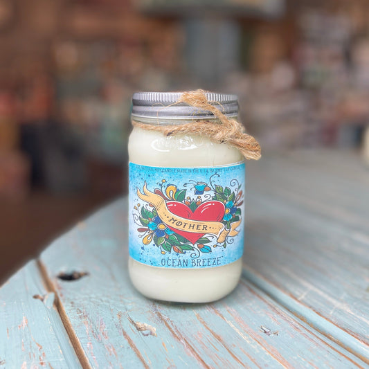 Ocean Breeze Tattoo Inspired Mason Jar Candle - Mother's Day Collection