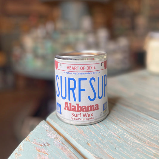 Alabama License Plate Surf Wax Paint Can Candle