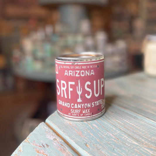Arizona License Plate Surf Wax Paint Can Candle