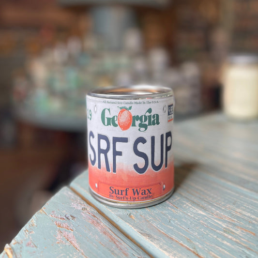 Georgia License Plate Surf Wax Paint Can Candle