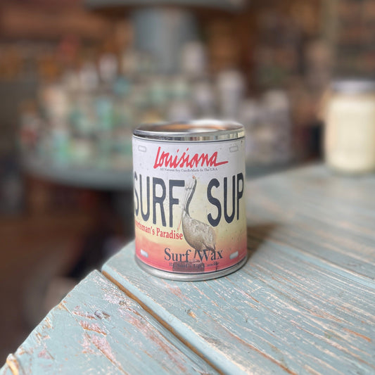 Louisiana License Plate Surf Wax Paint Can Candle