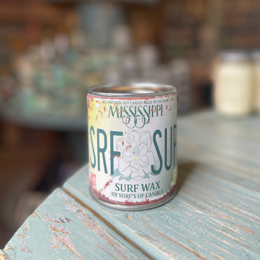 Mississippi License Plate Surf Wax Paint Can Candle
