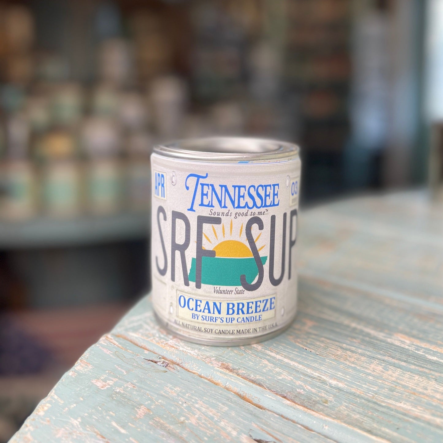 Tennessee License Plate Ocean Breeze Paint Can Candle