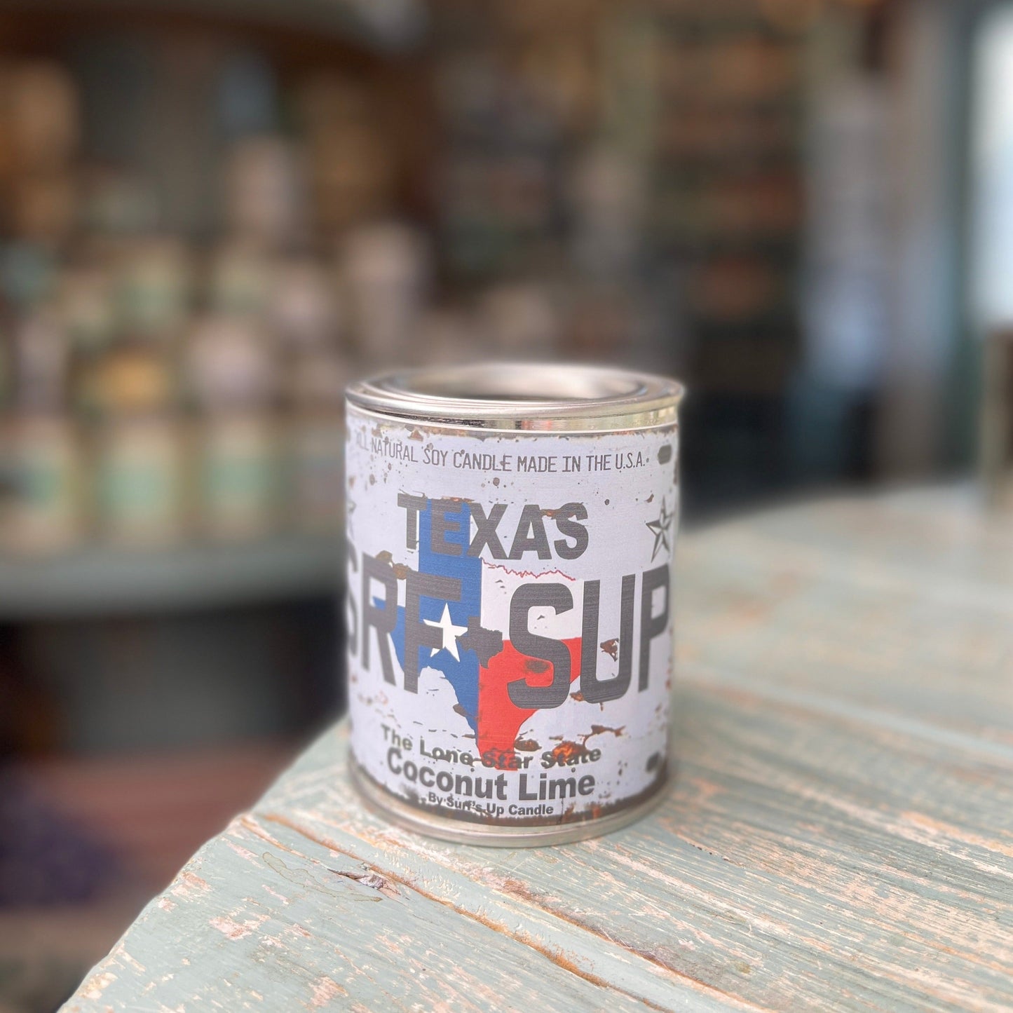 Texas License Plate Coconut Lime Paint Can Candle