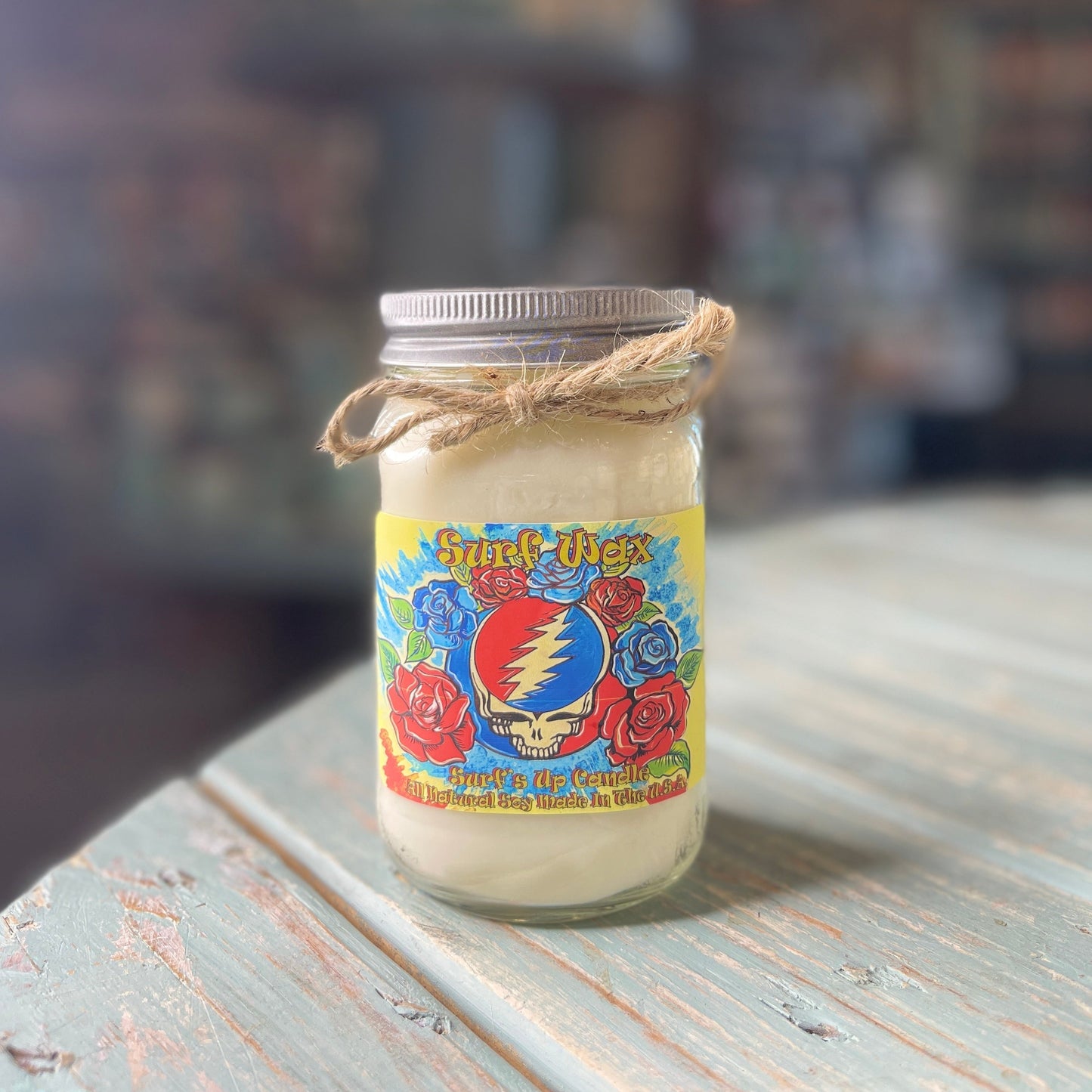 Surf Wax Skull Mason Jar Candle- Grateful Dead Inspired Collection