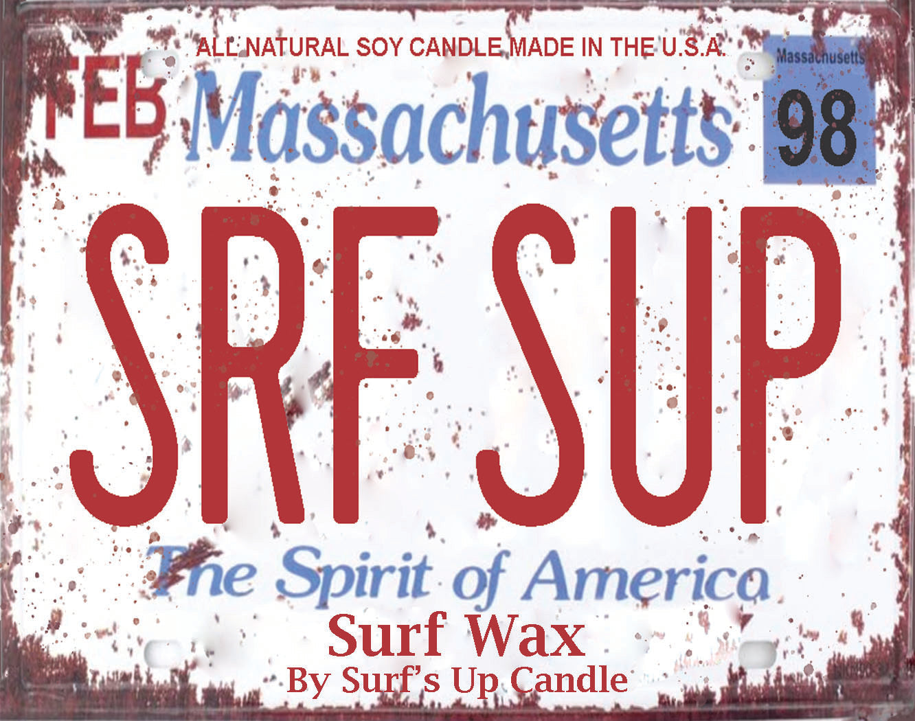 Massachusetts License Plate Paint Can Candle