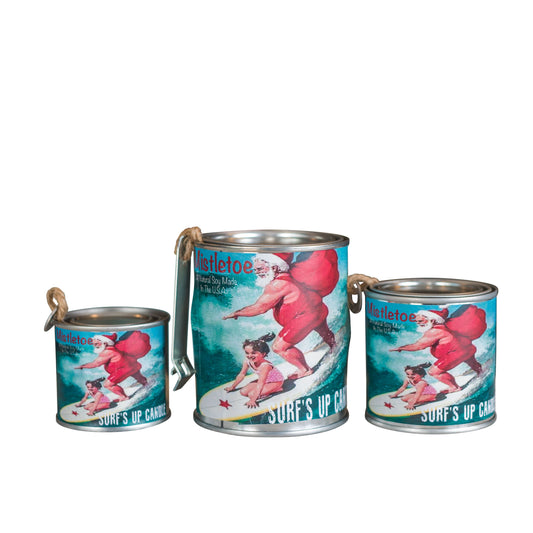 Mistletoe Surfing Santa Paint Can Candle - Vintage Collection