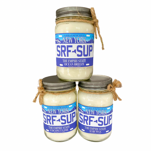 New York License Plate Mason Jar Candle