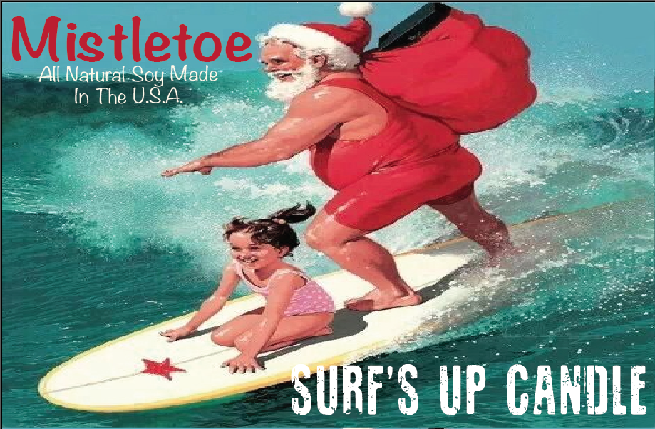 surfs up candle mistletoe soy candle