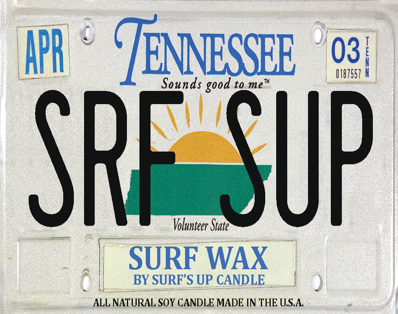 Tennessee License Plate Paint Can Candle