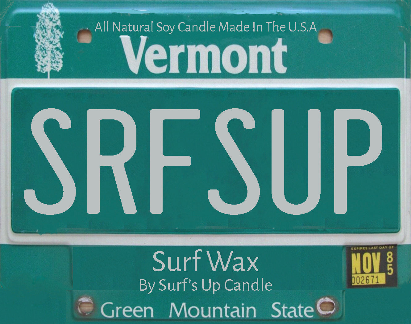 Vermont License Plate Paint Can Candle