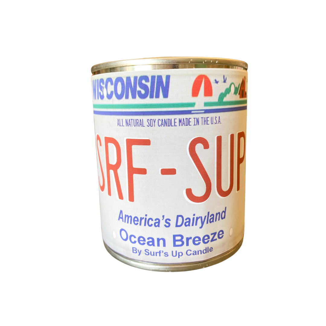 Wisconsin License Plate Paint Can Candle