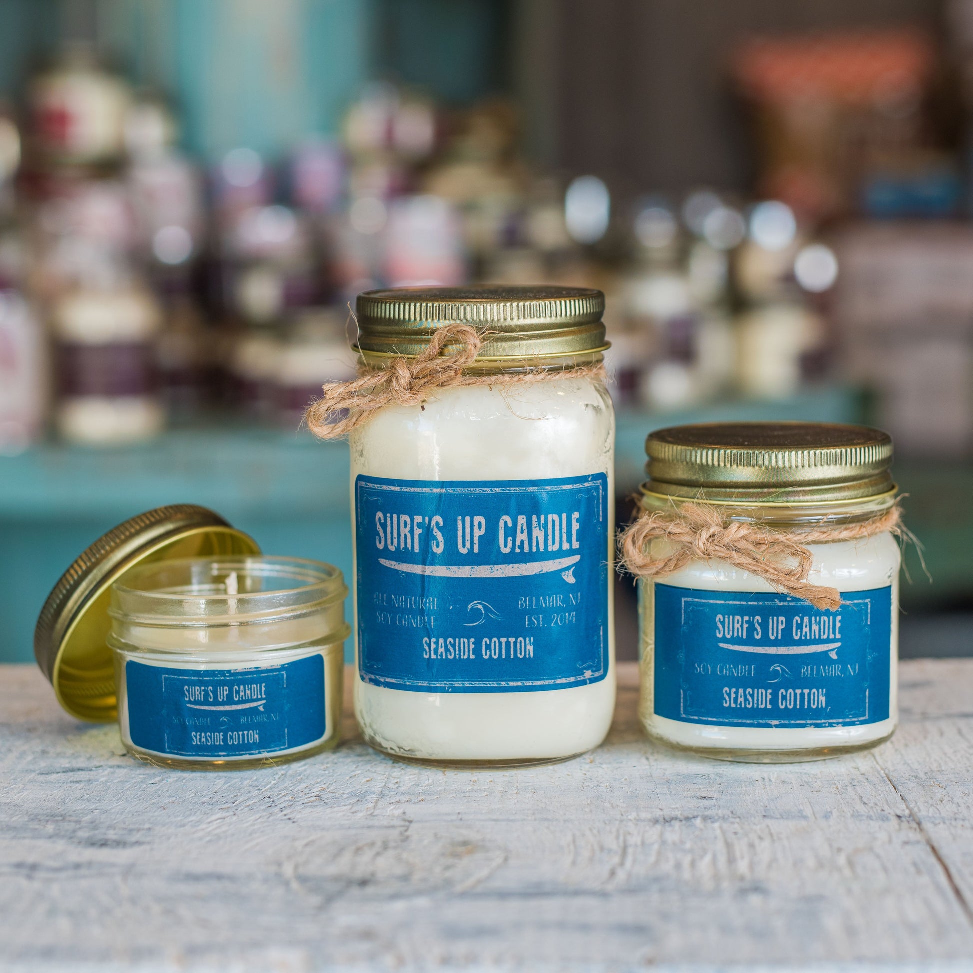 seaside cotton soy candle all natural linen